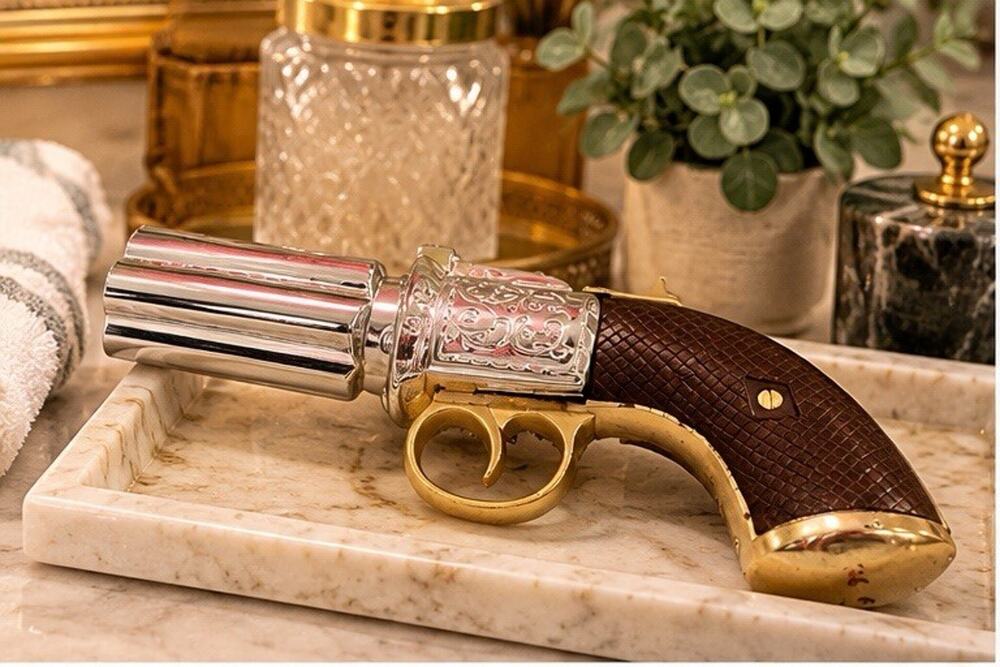Vintage Avon Pepperbox Pistol 1850 Wild Country Cologne Decanter Empty 3 Oz